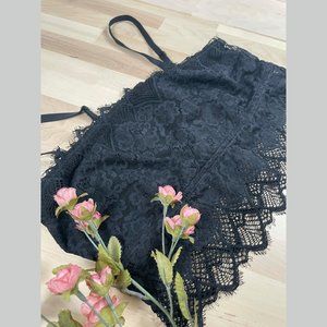 Aerie Romantic Lace Longline Bralette Black L